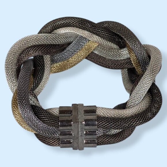 Bohemian Braided Metal Mesh Magnetic Bracelet - Picture 4 of 5